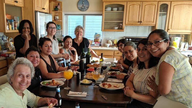 Serving a community meal together